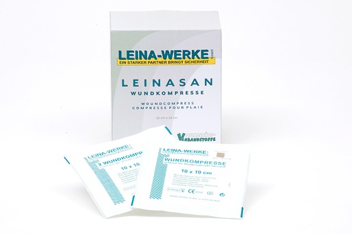 [2601200] 5x5 cm Leinasan Wundkompresse, Vlies, einzeln