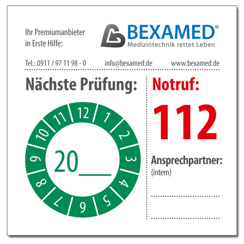 [2600305] Kontrollaufkleber BEXAMED \Nächste Prüfung\ 5 x 5