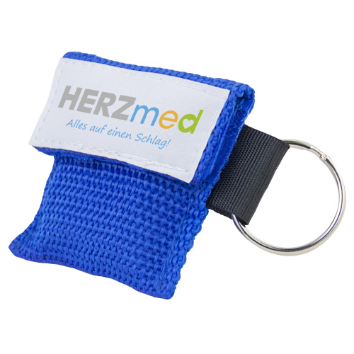 [311.6015] Beatmungstuch im Schlüsselanhänger HERZMED Logo Blue