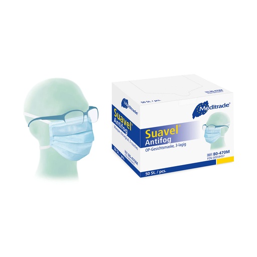 [2601444] Suavel Antifog OP-Maske für Brillenträger, blau