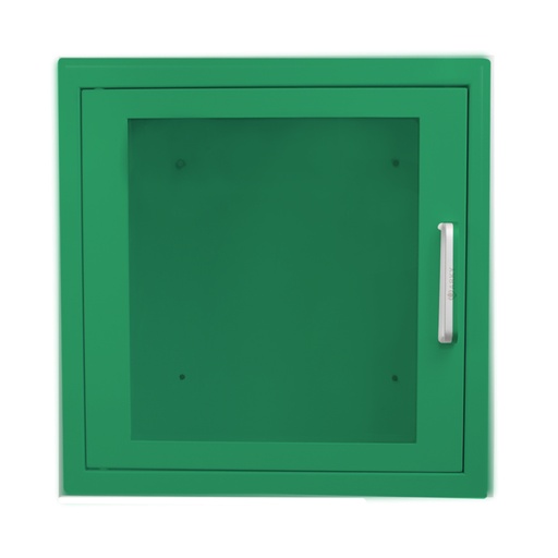 [79-686] [M5370002] AED Wandschrank, unbeheizt, mit Alarm aus Metall, grün, ca. 38x38x20cm, für Innenbereich